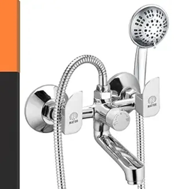 MAYUR_ÖCICH_Brass_Wall_Mixer_Tap_For_Bathroom_With_5-Function_Hand_Shower,_1.5M_Ss_Hose_&_Hook_(ALIVE)_|_Chrome_Finish_Hot_&_Cold_Water_Mixer,_Wall_Mounted,_10-Year_Warranty