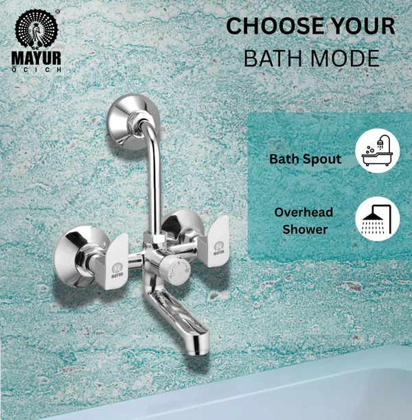 MAYUR_ÖCICH_Brass_Wall_Mixer_Tap_For_Bathroom_With_Overhead_Shower_Arrangement_|_Chrome_Finish,_Hot_&_Cold_Water_Mixer,_10-Year_Warranty