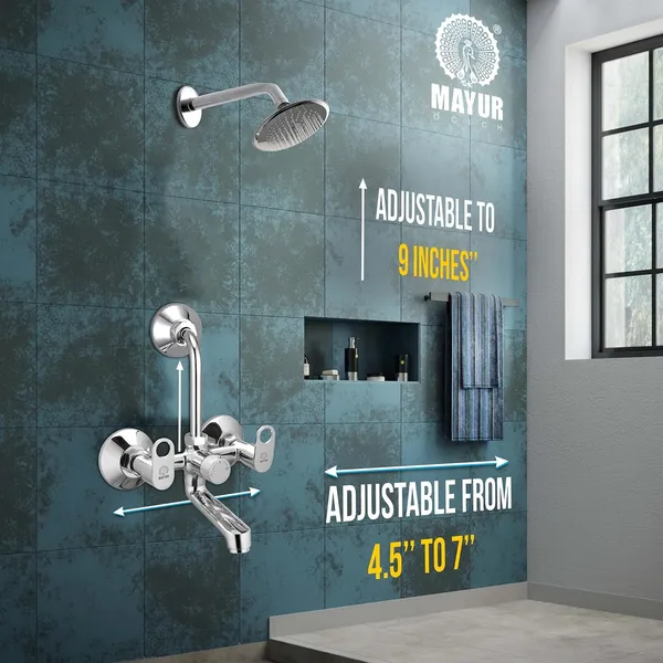 MAYUR_ÖCICH_Brass_Wall_Mixer_Tap_For_Bathroom_With_Overhead_Shower_Arrangement_|_Chrome_Finish,_Hot_&_Cold_Water_Mixer,_10-Year_Warranty