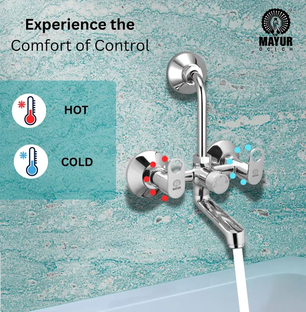 MAYUR_ÖCICH_Brass_Wall_Mixer_Tap_For_Bathroom_With_Overhead_Shower_Arrangement_|_Chrome_Finish,_Hot_&_Cold_Water_Mixer,_10-Year_Warranty