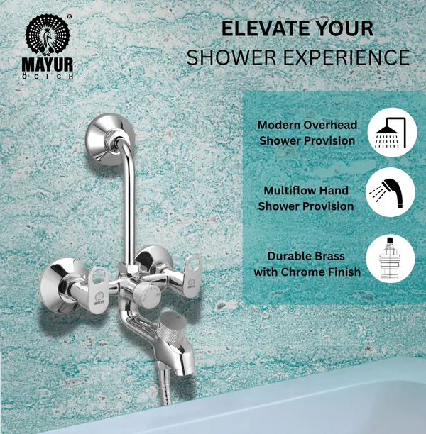 MAYUR_ÖCICH_Brass_3-In-1_Wall_Mixer_Tap_For_Bathroom_With_Overhead_&_Hand_Shower_Arrangement_|_Chrome_Finish_|_Hot_&_Cold_Water_Mixer_|_10-Year_Warranty