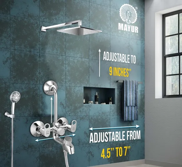 MAYUR_ÖCICH_Brass_3-In-1_Wall_Mixer_Tap_For_Bathroom_With_Overhead_&_Hand_Shower_Arrangement_|_Chrome_Finish_|_Hot_&_Cold_Water_Mixer_|_10-Year_Warranty
