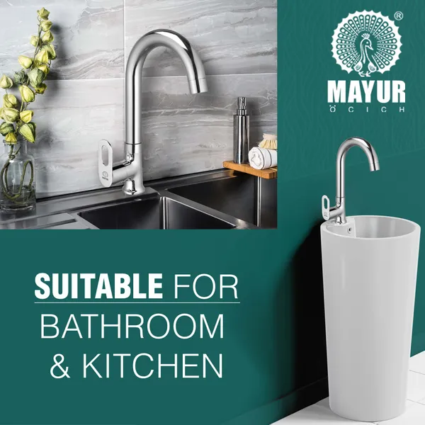 MAYUR_ÖCICH_Brass_Swan_Neck_Kitchen_Sink_Tap_With_360_Swivel_Spout_|_Chrome_Finish_|_Cold_Water_Faucet_|_10-Year_Warranty
