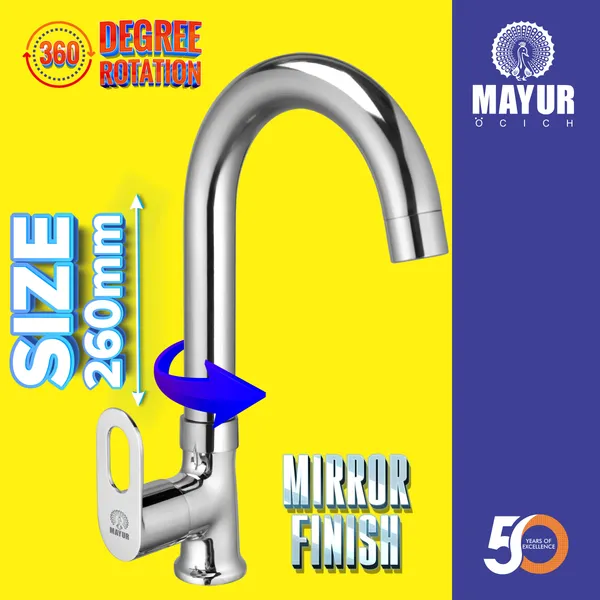 MAYUR_ÖCICH_Brass_Swan_Neck_Kitchen_Sink_Tap_With_360_Swivel_Spout_|_Chrome_Finish_|_Cold_Water_Faucet_|_10-Year_Warranty