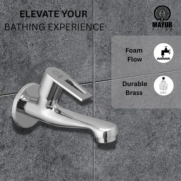 MAYUR_ÖCICH_Brass_Long_Body_Bib_Tap_For_Bathroom_And_Kitchen_With_Wall_Flange_(ARIA-8206)_10_Years_Warranty