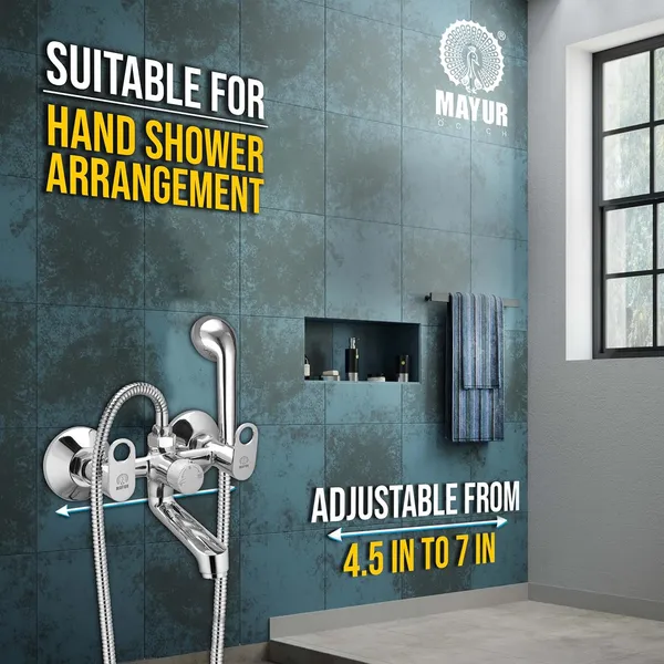 MAYUR_ÖCICH_Brass_Wall_Mixer_Tap_For_Bathroom_With_5-Function_Hand_Shower,_1.5M_Ss_Hose_&_Hook_(ORNIX)_|_Chrome_Finish_Hot_&_Cold_Water_Mixer,_Wall_Mounted,_10-Year_Warranty