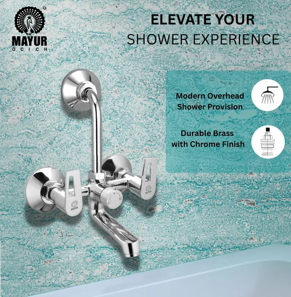 MAYUR_ÖCICH_Brass_Wall_Mixer_Tap_For_Bathroom_With_Overhead_Shower_Arrangement_|_Chrome_Finish,_Hot_&_Cold_Water_Mixer,_10-Year_Warranty