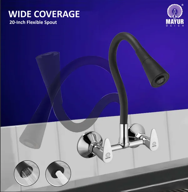 MAYUR_ÖCICH_Brass_Kitchen_Sink_Mixer_Tap_With_Flexible_Dual_Flow_Spout_|_Hot_&_Cold_Wall_Mounted_Faucet_With_360_Swivel_&_Twist_Function_|_Chrome_Finish,_Dual_Handle,_10-Year_Warranty