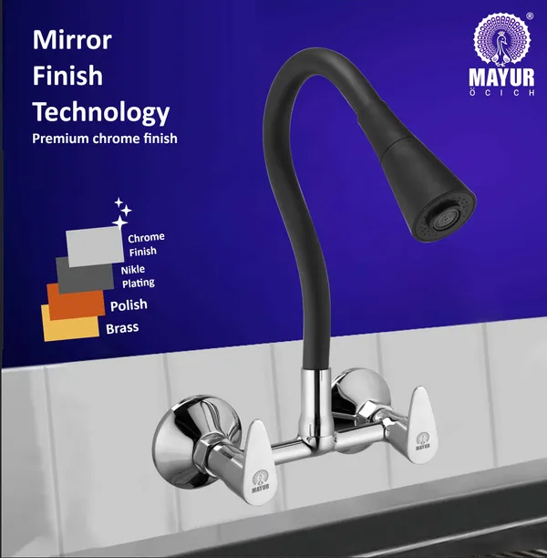 MAYUR_ÖCICH_Brass_Kitchen_Sink_Mixer_Tap_With_Flexible_Dual_Flow_Spout_|_Hot_&_Cold_Wall_Mounted_Faucet_With_360_Swivel_&_Twist_Function_|_Chrome_Finish,_Dual_Handle,_10-Year_Warranty
