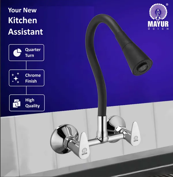 MAYUR_ÖCICH_Brass_Kitchen_Sink_Mixer_Tap_With_Flexible_Dual_Flow_Spout_|_Hot_&_Cold_Wall_Mounted_Faucet_With_360_Swivel_&_Twist_Function_|_Chrome_Finish,_Dual_Handle,_10-Year_Warranty