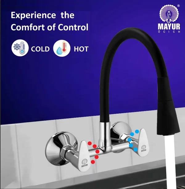 MAYUR_ÖCICH_Brass_Kitchen_Sink_Mixer_Tap_With_Flexible_Dual_Flow_Spout_|_Hot_&_Cold_Wall_Mounted_Faucet_With_360_Swivel_&_Twist_Function_|_Chrome_Finish,_Dual_Handle,_10-Year_Warranty