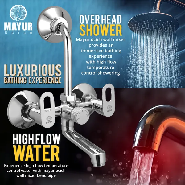 MAYUR_ÖCICH_Brass_Wall_Mixer_Tap_For_Bathroom_With_Overhead_Shower_Arrangement_|_Chrome_Finish,_Hot_&_Cold_Water_Mixer,_10-Year_Warranty