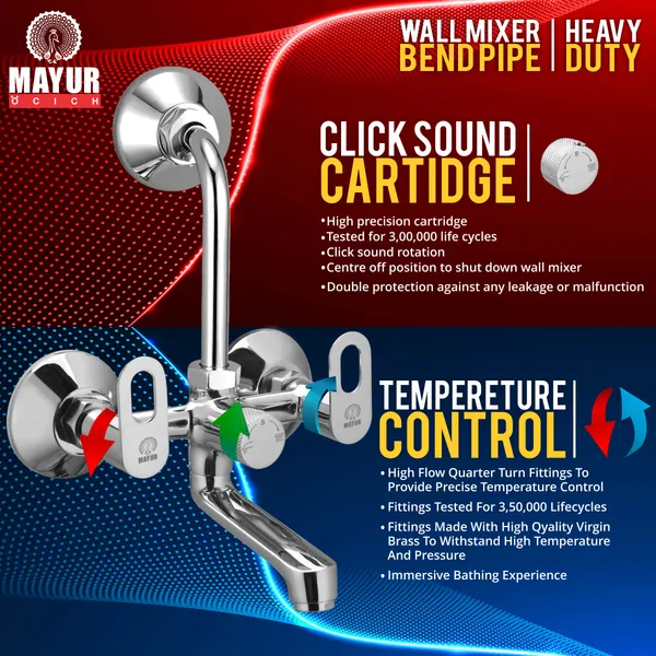 MAYUR_ÖCICH_Brass_Wall_Mixer_Tap_For_Bathroom_With_Overhead_Shower_Arrangement_|_Chrome_Finish,_Hot_&_Cold_Water_Mixer,_10-Year_Warranty
