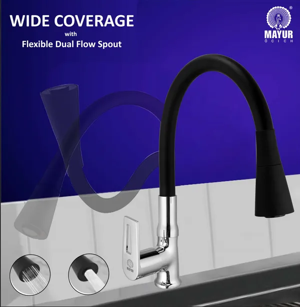 MAYUR_ÖCICH_Brass_Swan_Neck_Kitchen_Sink_Tap_With_Flexible_Dual_Flow_Spout_|_360_Swivel_|_Cold_Water_Faucet_With_Silicone_Spout_|_Chrome_Finish_|_Premium_Brass_Build_|_10-Year_Warranty_(ARIA)