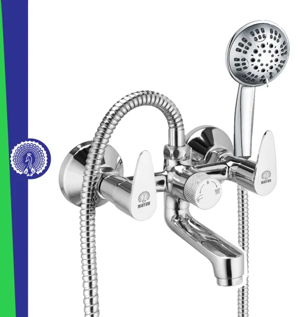 MAYUR_ÖCICH_Brass_Wall_Mixer_Tap_For_Bathroom_With_5-Function_Hand_Shower,_1.5M_Ss_Hose_&_Hook_(Fusion)_|_Chrome_Finish_Hot_&_Cold_Water_Mixer,_Wall_Mounted,_10-Year_Warranty