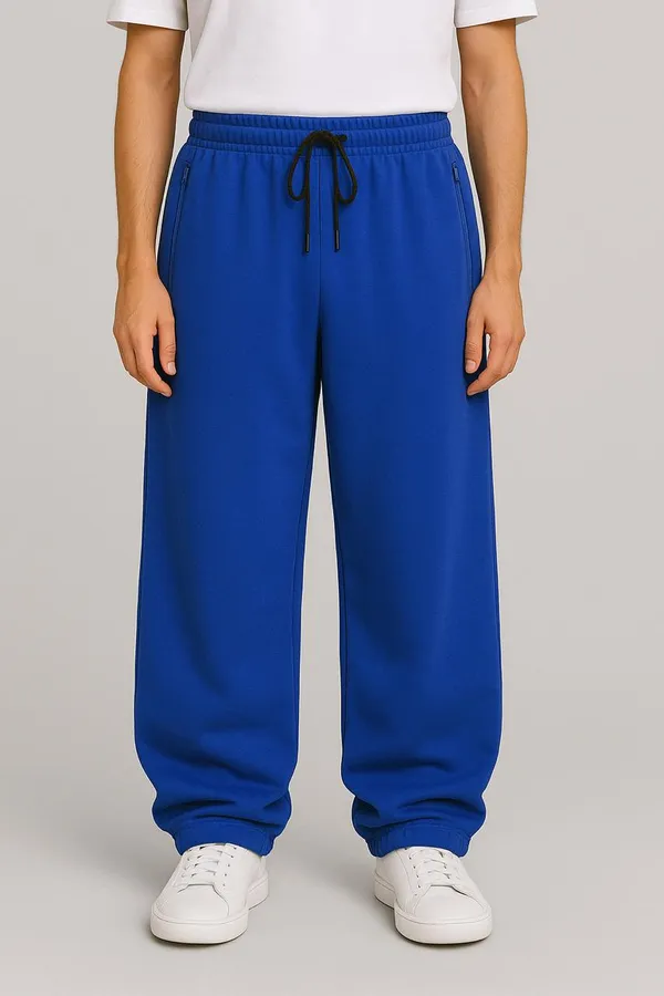 Royal_Blue_Cotton_French_Terry_Unisex_Baggy_Fit_Pants