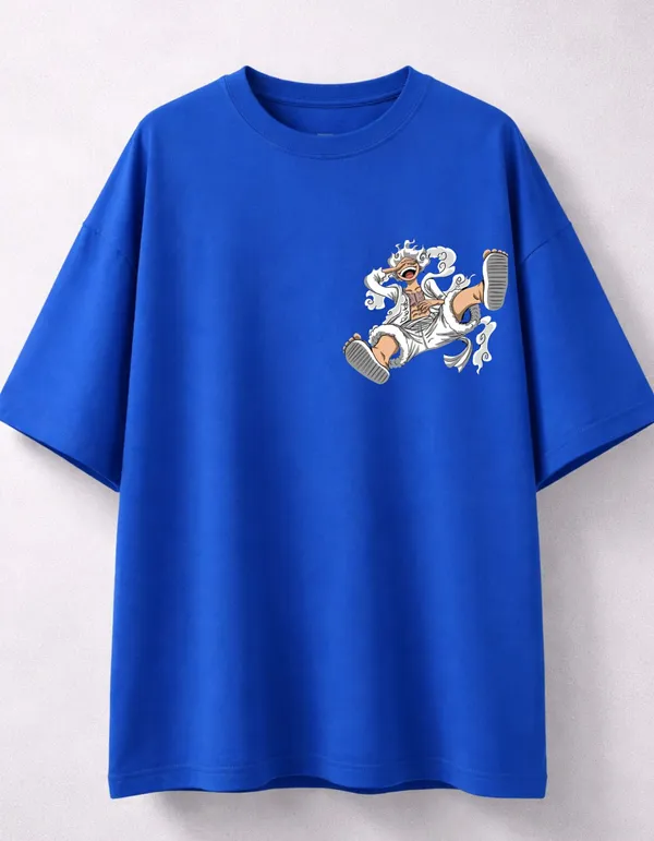 Royal_Blue_Cotton_Graphic_"Luffy_-_One_Piece"_Oversized_Fit_T-Shirt