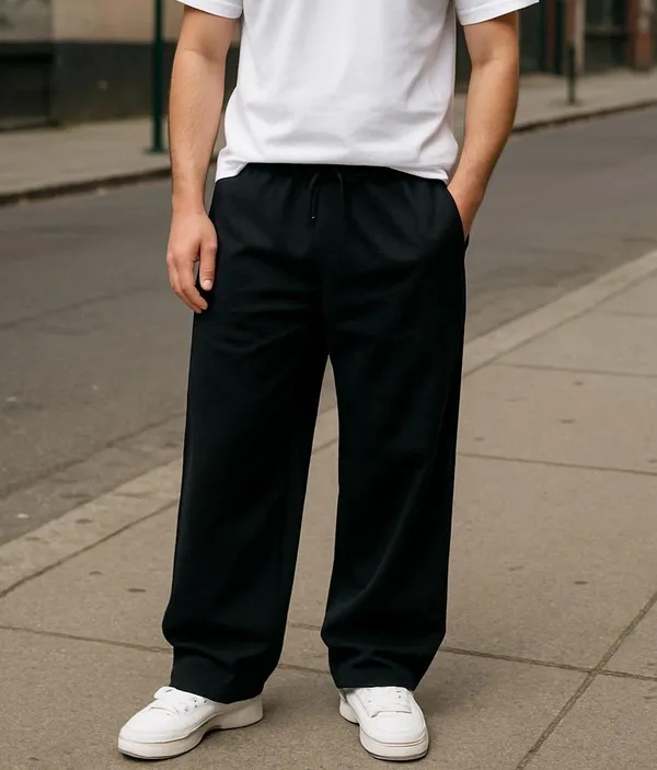 Black_Cotton_French_Terry_Unisex_Baggy_Fit_Pants