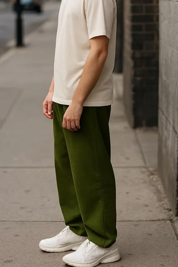 Olive_Green_Cotton_French_Terry_Unisex_Baggy_Fit_Pants