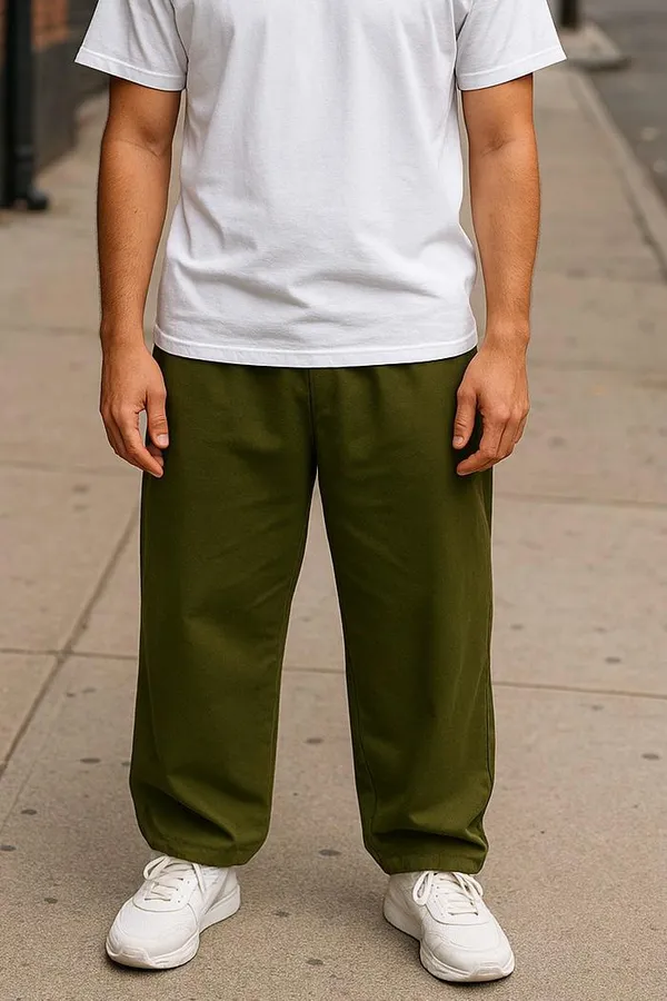 Olive_Green_Cotton_French_Terry_Unisex_Baggy_Fit_Pants