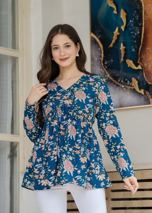 Teal_Blue_Pure_Cotton_Alia_Cut_Top