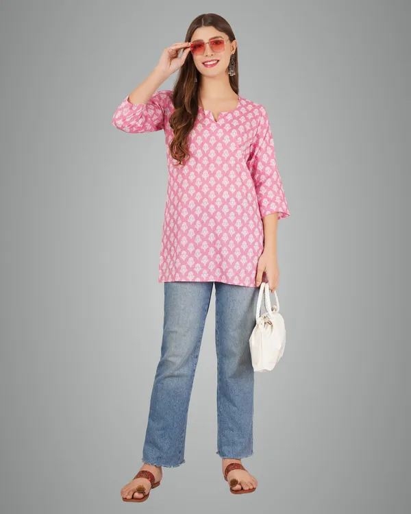 Pink_Pure_Cotton_Short_Kurta