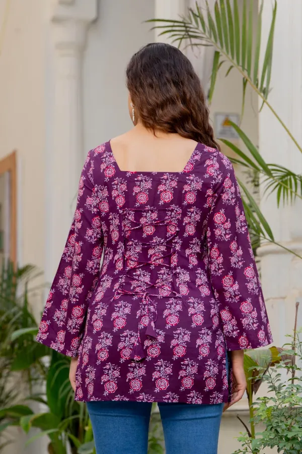 Purple_Pure_Cotton_Short_Kurti_With_Back_Dori