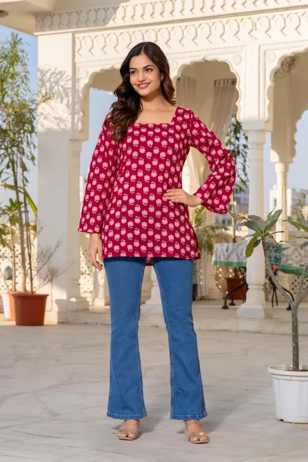 JAITRA_APPARELS_Pure_Cotton_Short_Kurti_with_Back_Dori