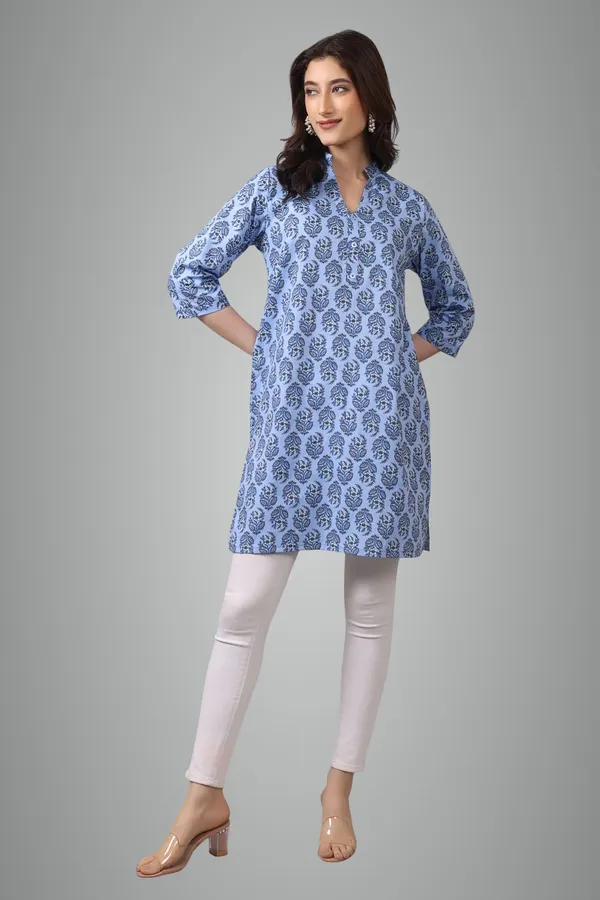 Blue_Cotton_Short_Kurta