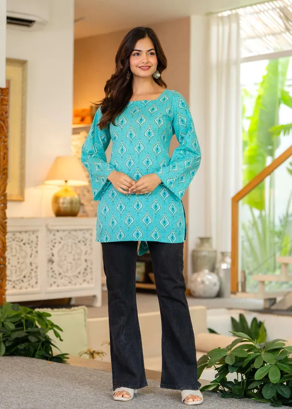 JAITRA_APPARELS_Pure_Cotton_Short_Kurti_with_Back_Dori
