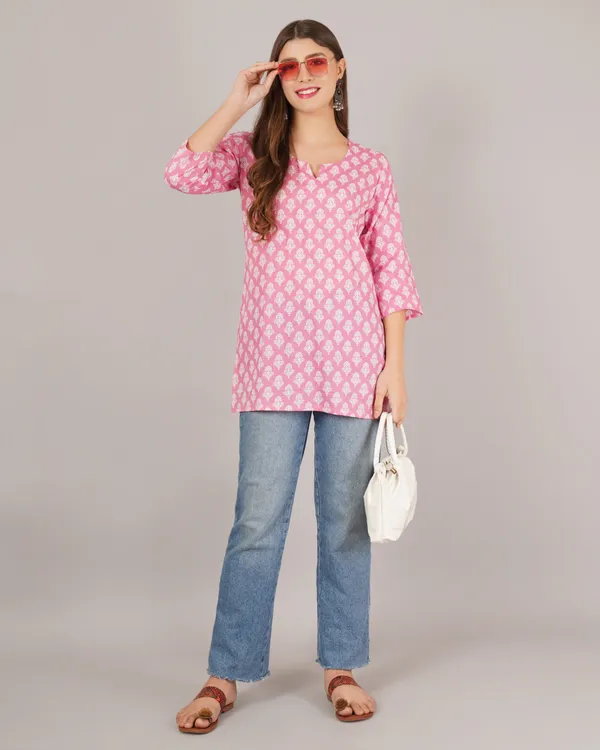 Pink_Pure_Cotton_Short_Kurta