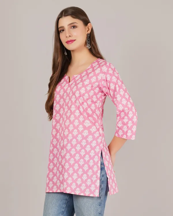 Pink_Pure_Cotton_Short_Kurta
