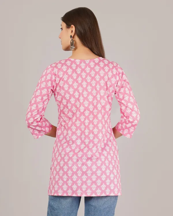 Pink_Pure_Cotton_Short_Kurta