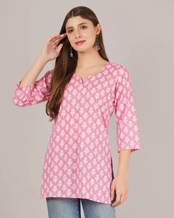 Pink_Pure_Cotton_Short_Kurta