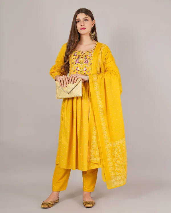 Musturd_Yellow_Pure_Cotton_3_Pc_Kurta_Set