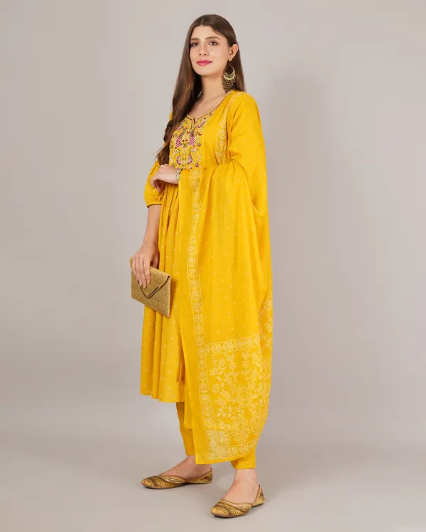 Musturd_Yellow_Pure_Cotton_3_Pc_Kurta_Set
