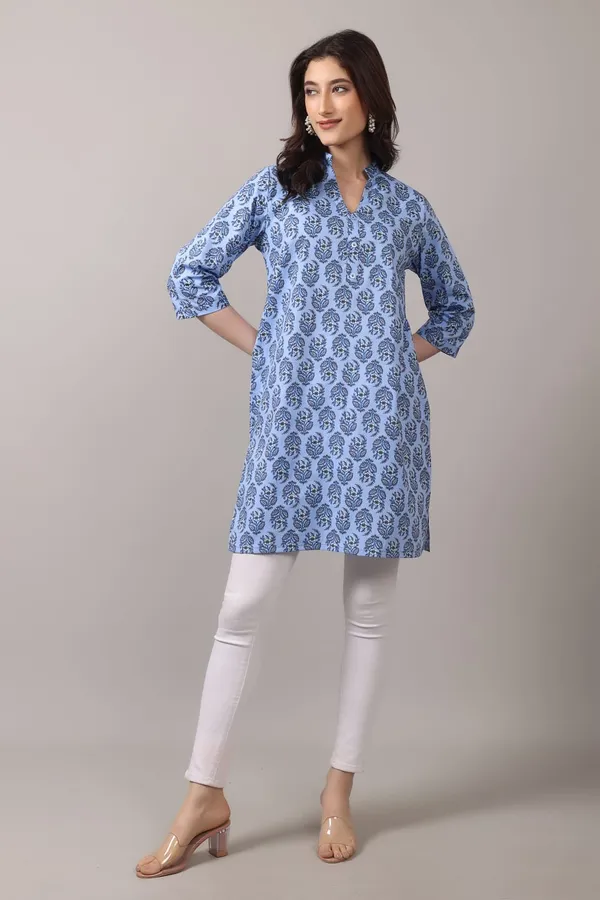 Blue_Cotton_Short_Kurta