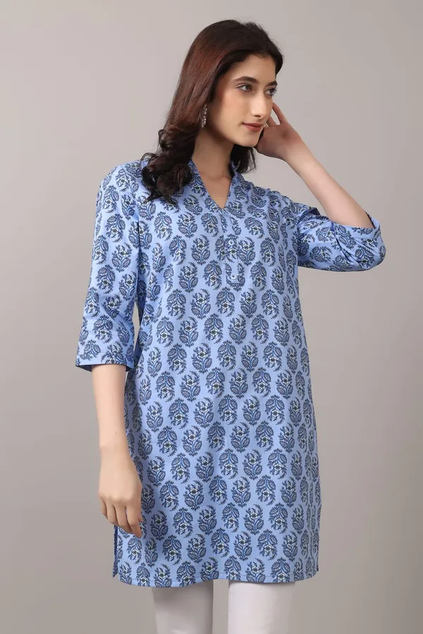 Blue_Cotton_Short_Kurta
