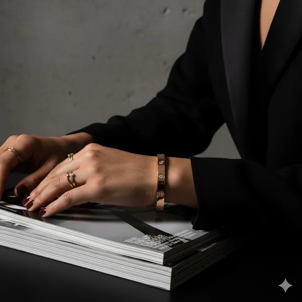 American_Diamond_Rose_Gold-Plated_Cuff_Bracelet,_Stainless_Steel_Bangle_Bracelet_With_Cubic_Zirconia/Cz_For_Women_&_Girls,_Openable_Bracelet_With_Magnetic_Lock,_Valentine'S_Day_Gift