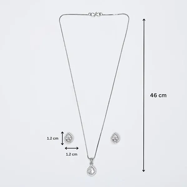 Multicolor_Almaha_Aura_Pendant_With_2_Earrings_Silver_Color_&_Design_With_Gold_Silver_Princess_Cut_Round_Tear_Drop_And_Oval_Pendant_Gift_Set_For_Women