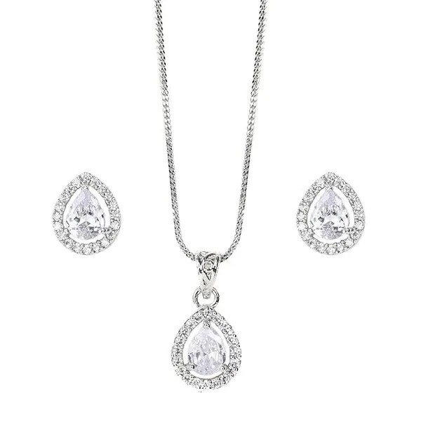 Multicolor_Almaha_Aura_Pendant_With_2_Earrings_Silver_Color_&_Design_With_Gold_Silver_Princess_Cut_Round_Tear_Drop_And_Oval_Pendant_Gift_Set_For_Women
