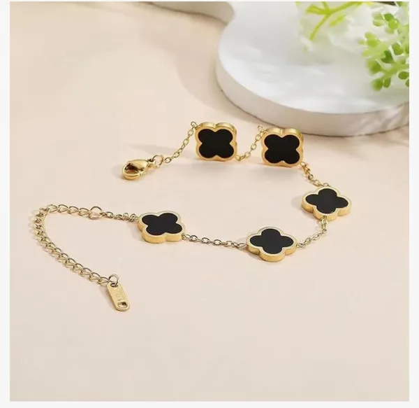 Glod_&_Black_Stainless_Steel_Stylish_Almaha_Aura_Clover_Anti_Tarnish_Bracelet_For_Women