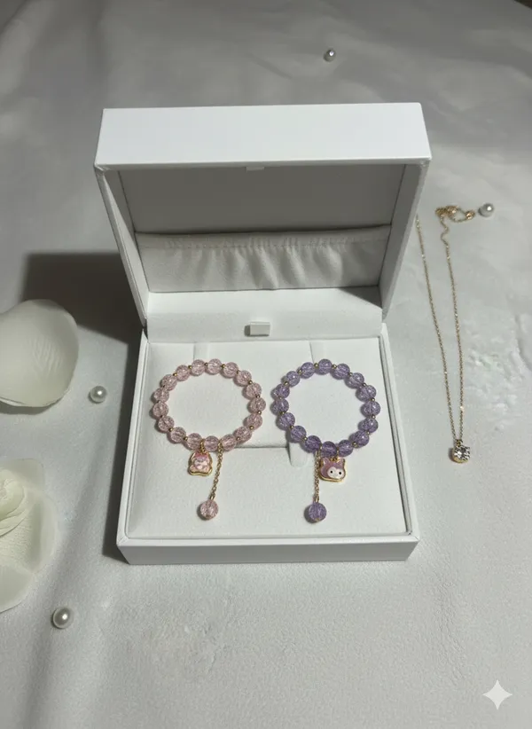 Multicolor_Cristal_Kitty_&_Bear_Charms_Bracelet_For_Women_(Set_Of_2)