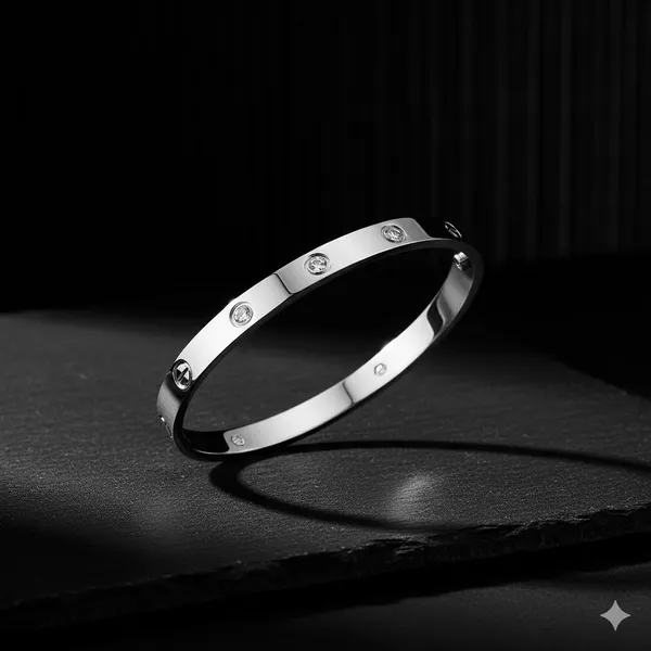American_Diamond_Silver-Plated_Cuff_Bracelet,_Stainless_Steel_Bangle_Bracelet_With_Cubic_Zirconia/Cz_For_Women_&_Girls,_Openable_Bracelet_With_Magnetic_Lock,_Valentine'S_Day_Gift