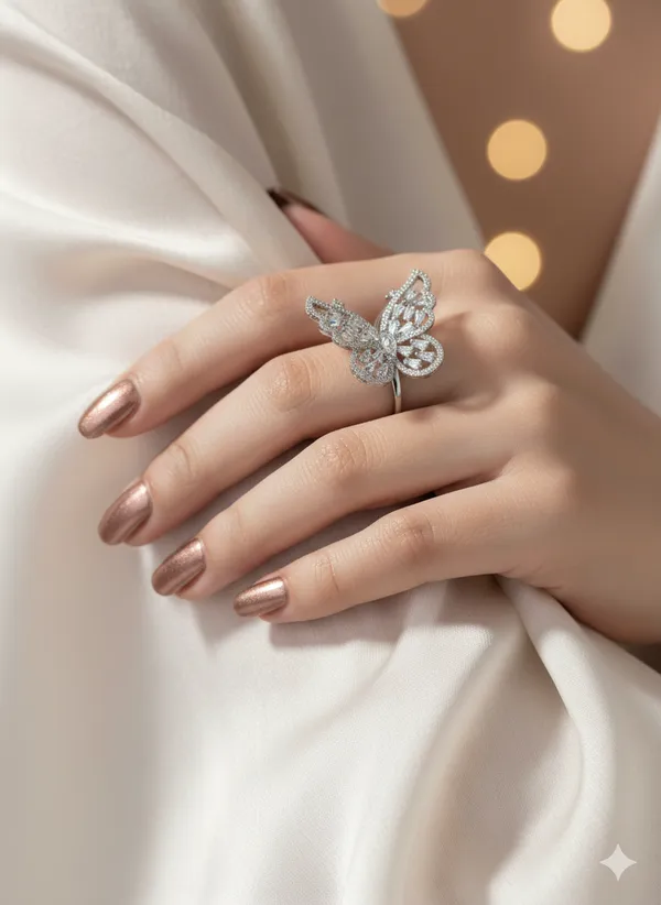 Silver_Jewellery_Butterfly_Design_Stainless_Steel_Studded_Romanti_friend_Promise_Ring_Gift_For_Women_&_Girls