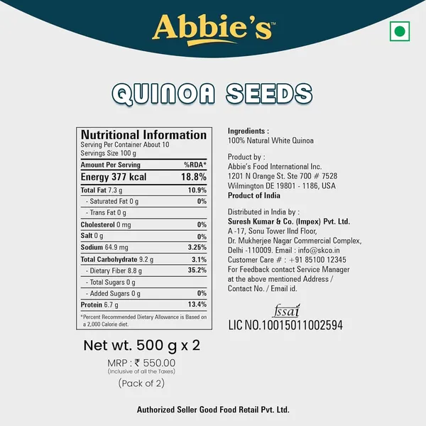 Abbie'S_Quinoa_Seeds,_500G,_,_High_Fiber,_Gluten_Free,_Rich_In_Antioxidants,_No_Added_Sugar_Pack_Of_2