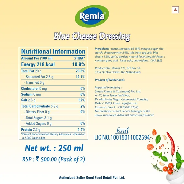 Remia_Dressing_Blue_Cheese,_250Ml,_,_Product_Of_Netherlands_Pack_Of_2