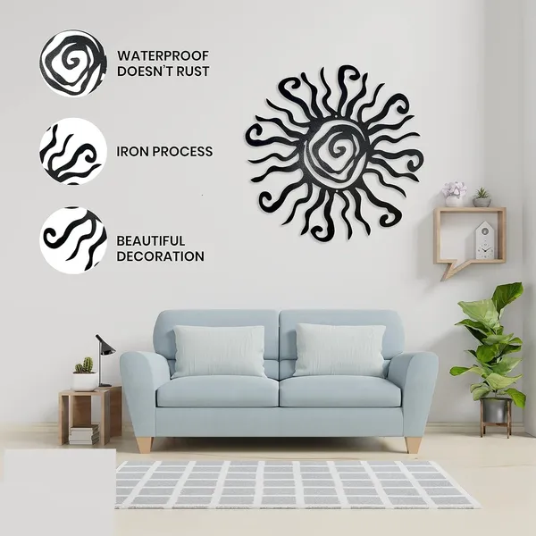 Black_Wacky_Sun_Metal_Wall_Art_|_47L_X_47W_Cm