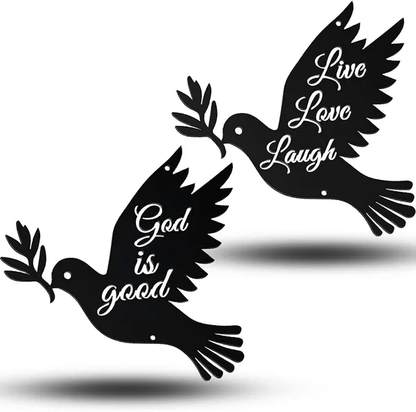 Black_2_Pieces_Metal_Wall_Hanging_Decor_Inspirational_Word_|_20L_X_20W_Cm