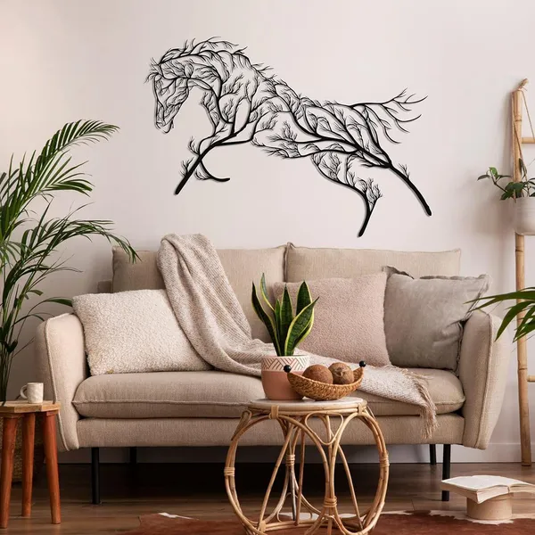 Black_Metal_Wall_Art_Geometric_Horse_And_Tree_Decor_|_58L_X_35W_Cm
